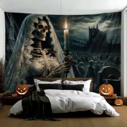 Halloween Tapestry Banners Wall Hangings Ghost Bride 3D Dark Punk Gothic Style Party Dorm Shooting Backgrounds Decorations Wall Door Background