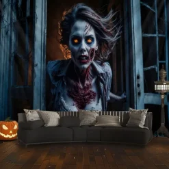 Halloween Tapestry Banners Wall Hangings Ghost Bride 3D Dark Punk Gothic Style Party Dorm Shooting Backgrounds Decorations Wall Door Background