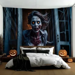 Halloween Tapestry Banners Wall Hangings Ghost Bride 3D Dark Punk Gothic Style Party Dorm Shooting Backgrounds Decorations Wall Door Background