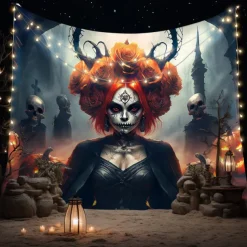 Halloween Tapestry Banners Wall Hangings Witch Fantasy Dark Punk Gothic Style Party Dorm Shooting Backgrounds Decorations Wall Door Background