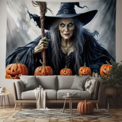 Halloween Tapestry Banners Wall Hangings Witch Fantasy Dark Punk Gothic Style Party Dorm Shooting Backgrounds Decorations Wall Door Background