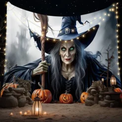 Halloween Tapestry Banners Wall Hangings Witch Fantasy Dark Punk Gothic Style Party Dorm Shooting Backgrounds Decorations Wall Door Background