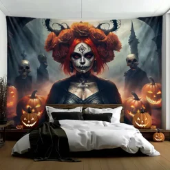 Halloween Tapestry Banners Wall Hangings Witch Fantasy Dark Punk Gothic Style Party Dorm Shooting Backgrounds Decorations Wall Door Background