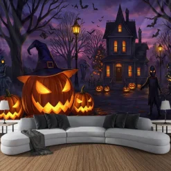 Halloween Tapestry Banners Wall Hangings Pumpkin Ghost Fantasy Dark Punk Gothic Style Party Dorm Shooting Backgrounds Decorations Wall Door Background