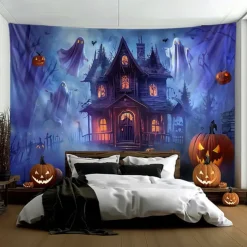 Halloween Tapestry Banners Wall Hangings Pumpkin Ghost Fantasy Dark Punk Gothic Style Party Dorm Shooting Backgrounds Decorations Wall Door Background