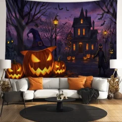 Halloween Tapestry Banners Wall Hangings Pumpkin Ghost Fantasy Dark Punk Gothic Style Party Dorm Shooting Backgrounds Decorations Wall Door Background