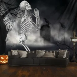 Halloween Tapestry Banners Wall Hangings Skeleton Dark Punk Gothic Style Party Dorm Shooting Backgrounds Decorations Wall Door Background