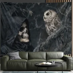 Halloween Tapestry Banners Wall Hangings Skeleton Dark Punk Gothic Style Party Dorm Shooting Backgrounds Decorations Wall Door Background