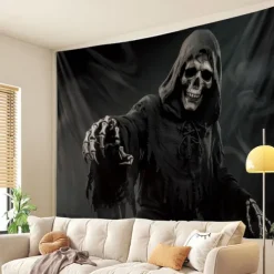 Halloween Tapestry Banners Wall Hangings Skeleton Dark Punk Gothic Style Party Dorm Shooting Backgrounds Decorations Wall Door Background