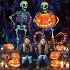 Halloween Tapestry Banners Wall Hangings Skeleton Pumpkin Psychedelic Dark Punk Gothic Style Party Dorm Shooting Backgrounds Decorations Wall Door Background