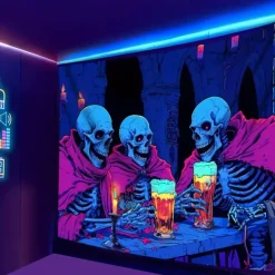 Halloween Tapestry Banners Blanket Skeleton Funny Psychedelic Party Dorm Shooting Backgrounds Decorations Wall Door Background