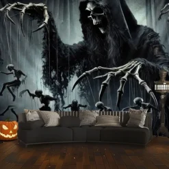 Halloween Tapestry Banners Wall Hangings Skeleton Grim Reaper Dark Punk Gothic Style Party Dorm Shooting Backgrounds Decorations Wall Door Background
