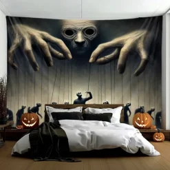 Halloween Tapestry Banners Wall Hangings Skeleton Grim Reaper Dark Punk Gothic Style Party Dorm Shooting Backgrounds Decorations Wall Door Background