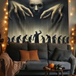 Halloween Tapestry Banners Wall Hangings Skeleton Grim Reaper Dark Punk Gothic Style Party Dorm Shooting Backgrounds Decorations Wall Door Background