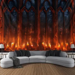 Halloween Tapestry Banners Wall Hangings Church 3D Dark Punk Gothic Style Party Dorm Shooting Backgrounds Decorations Wall Door Background