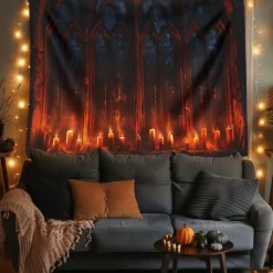 Halloween Tapestry Banners Wall Hangings Church 3D Dark Punk Gothic Style Party Dorm Shooting Backgrounds Decorations Wall Door Background