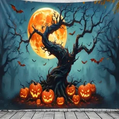 Halloween Tapestry Banners Blanket Pumpkin Cemetery Fantasy Dark Punk Gothic Style Party Dorm Shooting Backgrounds Decorations Wall Door Background