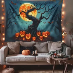 Halloween Tapestry Banners Blanket Pumpkin Cemetery Fantasy Dark Punk Gothic Style Party Dorm Shooting Backgrounds Decorations Wall Door Background