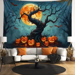 Halloween Tapestry Banners Blanket Pumpkin Cemetery Fantasy Dark Punk Gothic Style Party Dorm Shooting Backgrounds Decorations Wall Door Background