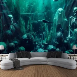 Halloween Tapestry Banners Wall Hangings Pumpkin Jellyfish Modern Dark Punk Gothic Style Party Dorm Shooting Backgrounds Decorations Wall Door Background