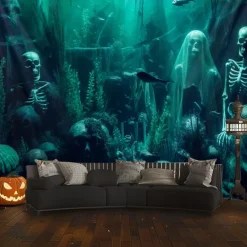 Halloween Tapestry Banners Wall Hangings Pumpkin Jellyfish Modern Dark Punk Gothic Style Party Dorm Shooting Backgrounds Decorations Wall Door Background