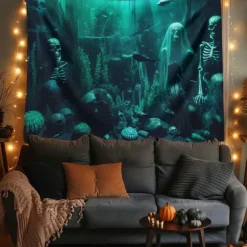 Halloween Tapestry Banners Wall Hangings Pumpkin Jellyfish Modern Dark Punk Gothic Style Party Dorm Shooting Backgrounds Decorations Wall Door Background