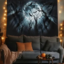 Halloween Tapestry Banners Wall Hangings Bat Dark Punk Gothic Style Party Dorm Shooting Backgrounds Decorations Wall Door Background