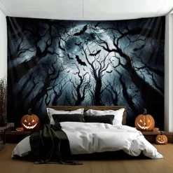Halloween Tapestry Banners Wall Hangings Bat Dark Punk Gothic Style Party Dorm Shooting Backgrounds Decorations Wall Door Background