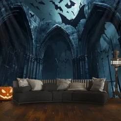 Halloween Tapestry Banners Wall Hangings Bat Dark Punk Gothic Style Party Dorm Shooting Backgrounds Decorations Wall Door Background