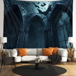 Halloween Tapestry Banners Wall Hangings Bat Dark Punk Gothic Style Party Dorm Shooting Backgrounds Decorations Wall Door Background
