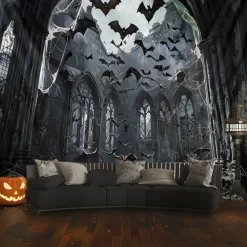 Halloween Tapestry Banners Wall Hangings Bat Dark Punk Gothic Style Party Dorm Shooting Backgrounds Decorations Wall Door Background