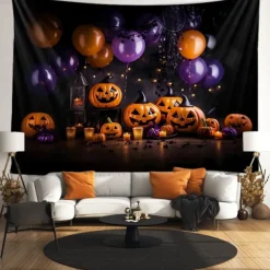 Halloween Tapestry Banners Blanket Skeleton Cemetery Dark Punk Gothic Style Party Dorm Shooting Backgrounds Decorations Wall Door Background