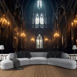 Halloween Tapestry Banners Blanket Castle 3D Dark Punk Gothic Style Party Dorm Shooting Backgrounds Decorations Wall Door Background