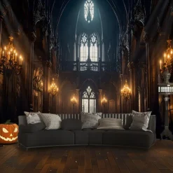 Halloween Tapestry Banners Blanket Castle 3D Dark Punk Gothic Style Party Dorm Shooting Backgrounds Decorations Wall Door Background