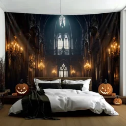 Halloween Tapestry Banners Blanket Castle 3D Dark Punk Gothic Style Party Dorm Shooting Backgrounds Decorations Wall Door Background