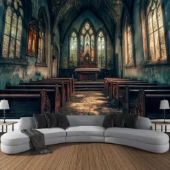 Halloween Tapestry Banners Blanket Castle 3D Dark Punk Gothic Style Party Dorm Shooting Backgrounds Decorations Wall Door Background