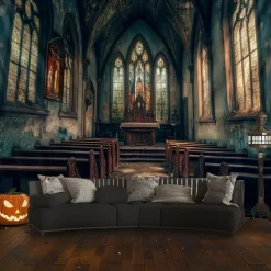 Halloween Tapestry Banners Blanket Castle 3D Dark Punk Gothic Style Party Dorm Shooting Backgrounds Decorations Wall Door Background