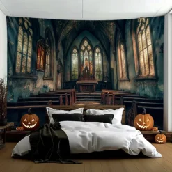 Halloween Tapestry Banners Blanket Castle 3D Dark Punk Gothic Style Party Dorm Shooting Backgrounds Decorations Wall Door Background