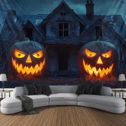 Halloween Tapestry Banners Blanket Pumpkin Dark Punk Gothic Style Party Dorm Shooting Backgrounds Decorations Wall Door Background