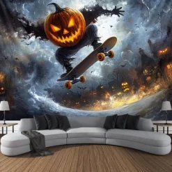 Halloween Tapestry Banners Blanket Pumpkin Dark Punk Gothic Style Party Dorm Shooting Backgrounds Decorations Wall Door Background
