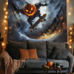 Halloween Tapestry Banners Blanket Pumpkin Dark Punk Gothic Style Party Dorm Shooting Backgrounds Decorations Wall Door Background
