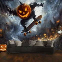 Halloween Tapestry Banners Blanket Pumpkin Dark Punk Gothic Style Party Dorm Shooting Backgrounds Decorations Wall Door Background