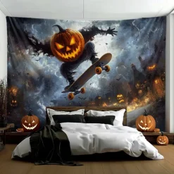 Halloween Tapestry Banners Blanket Pumpkin Dark Punk Gothic Style Party Dorm Shooting Backgrounds Decorations Wall Door Background