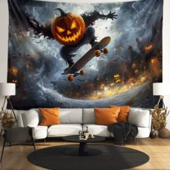 Halloween Tapestry Banners Blanket Pumpkin Dark Punk Gothic Style Party Dorm Shooting Backgrounds Decorations Wall Door Background