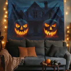 Halloween Tapestry Banners Blanket Pumpkin Dark Punk Gothic Style Party Dorm Shooting Backgrounds Decorations Wall Door Background