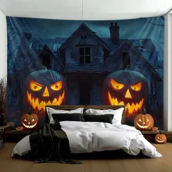 Halloween Tapestry Banners Blanket Pumpkin Dark Punk Gothic Style Party Dorm Shooting Backgrounds Decorations Wall Door Background