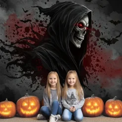 Halloween Tapestry Banners Wall Hangings Grim Reaper 3D Dark Punk Gothic Style Party Dorm Shooting Backgrounds Decorations Wall Door Background