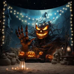 Halloween Tapestry Banners Blanket Tree Demon Fantasy Dark Punk Gothic Style Party Dorm Shooting Backgrounds Decorations Wall Door Background