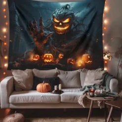 Halloween Tapestry Banners Blanket Tree Demon Fantasy Dark Punk Gothic Style Party Dorm Shooting Backgrounds Decorations Wall Door Background