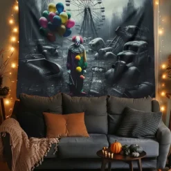 Halloween Tapestry Banners Wall Hangings Grim Reaper Pumpkin Dark Punk Gothic Style Party Dorm Shooting Backgrounds Decorations Wall Door Background